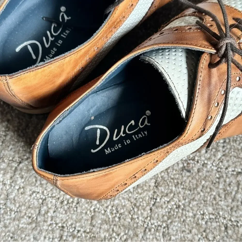Duca Italy beige tan leather oxfords brogues dress shoes Boots 42 9